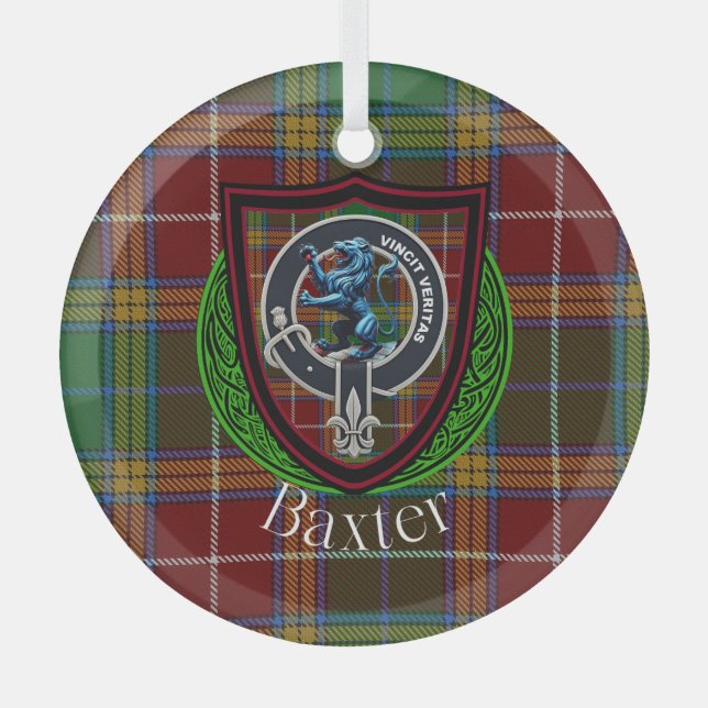 Adorno De Cristal Baxter Scottish Clan Tartan & Crest (Anverso)