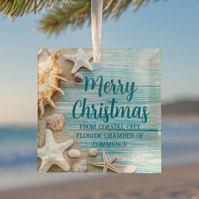 Adorno De Cristal Beach Busines Seashells Custom Christmas Gift (Subido por el creador)