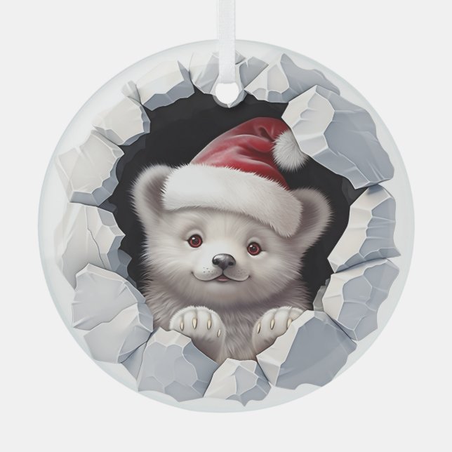 Adorno De Cristal Bebé oso polar navidad (Anverso)