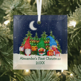 Adorno De Cristal Bebé primera luz navideña acuarela nómadas cielo