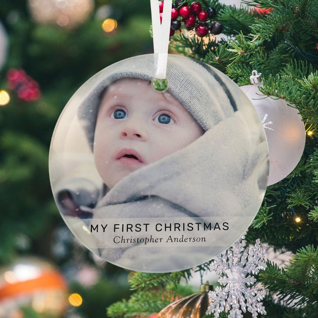 Adorno De Cristal Bebé simple 'Mi primera Navidad' foto Keepsake (Subido por el creador)