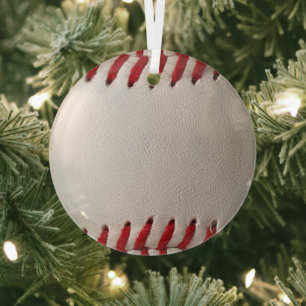 Adorno De Cristal Béisbol y Softbol Costura Roja