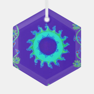 Adorno De Cristal Bella pintura de aceite de arte floral azul irland