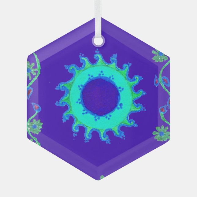 Adorno De Cristal Bella pintura de aceite de arte floral azul irland (Anverso)