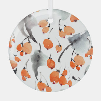 Adorno De Cristal Berries, hojas acuarela, ilustracion de tinta, cos