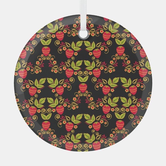 Adorno De Cristal Berries rusas de Khokhloma: Estilo tradicional (Anverso)