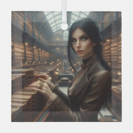 Adorno De Cristal Bibliotecaria Steampunk Vintage victoriana Lady