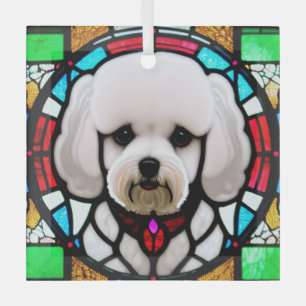 Adorno De Cristal Bichon Frise "Vidrio Manchado"