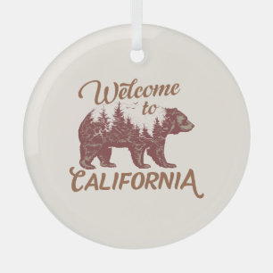 Adorno De Cristal Bienvenidos a California Bear