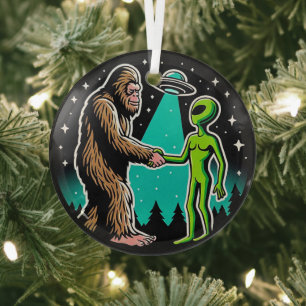 Adorno De Cristal Bigfoot Meets Alien
