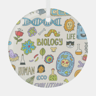 Adorno De Cristal Biología dibujada a mano, ilustracion vintage