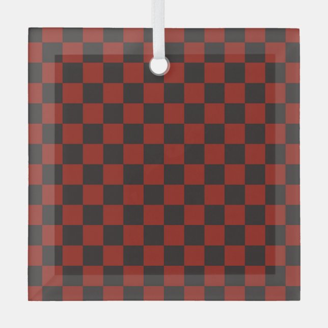 Adorno De Cristal Black and Deep red checkerboard pattern (Anverso)
