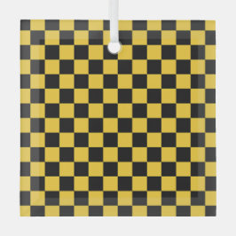 Adorno De Cristal Black and gold checkerboard pattern