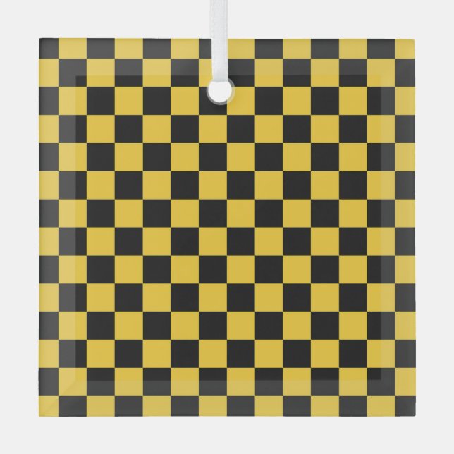 Adorno De Cristal Black and gold checkerboard pattern (Anverso)