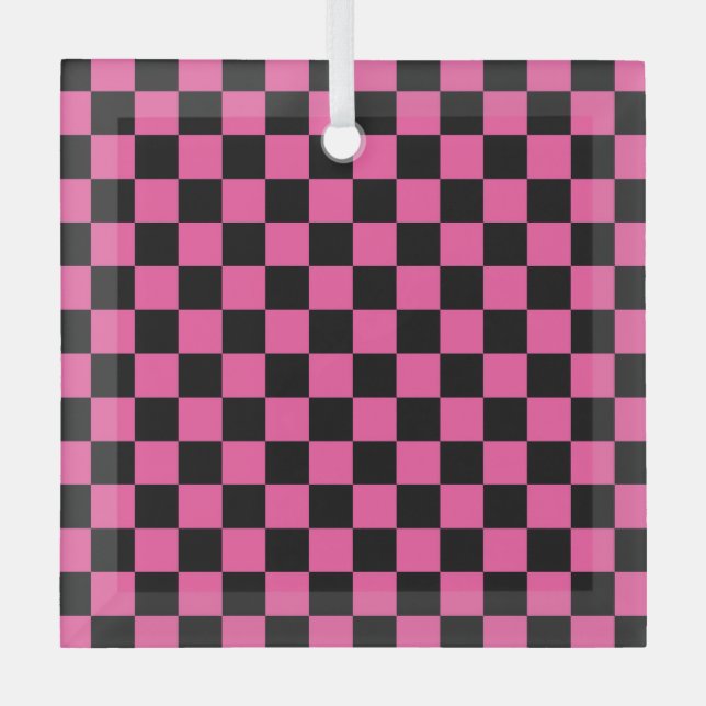 Adorno De Cristal Black and pink checkerboard pattern (Anverso)