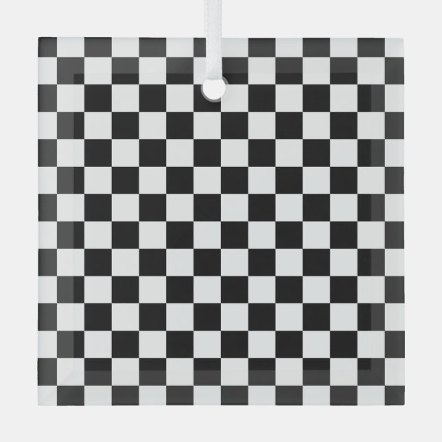 Adorno De Cristal Black and white checkerboard pattern  (Anverso)