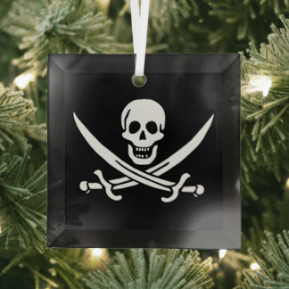 Adorno De Cristal Blanco, Bandera Pirata Calico Jack, Calavera y Cri
