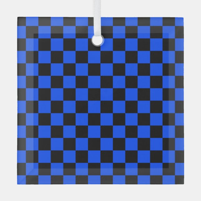 Adorno De Cristal Blue and black checkerboard pattern (Anverso)