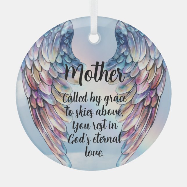 Adorno De Cristal Blue Angel Wings Memorial Design (Anverso)