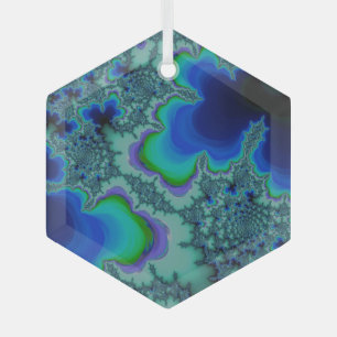 Adorno De Cristal Blue Lagoon Fractal Abstract Suncatcher