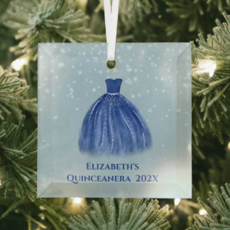 Adorno De Cristal Blue Quinceanera Vestido en azul estrellado con no
