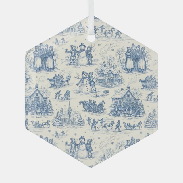 Adorno De Cristal Blue Winter Toile Chinoiserie (Anverso)