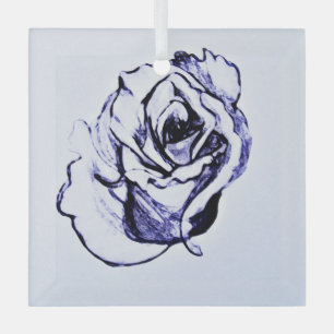Adorno De Cristal Boceto a mano de flor de rosa