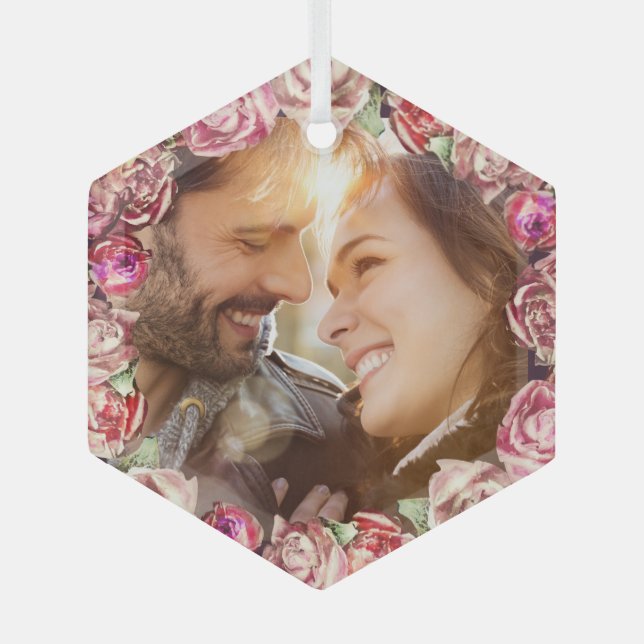 Adorno De Cristal Boda floral de época victoriana personalizada (Anverso)