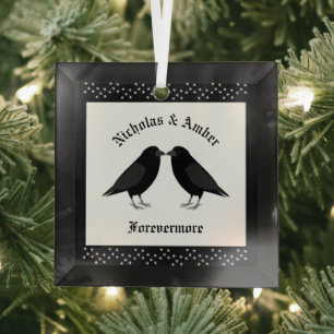 Adorno De Cristal Boda gótico Kissing Ravens Personalizado