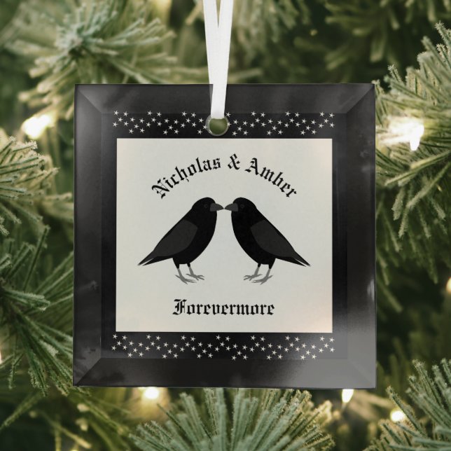 Adorno De Cristal Boda gótico Kissing Ravens Personalizado (in situ)