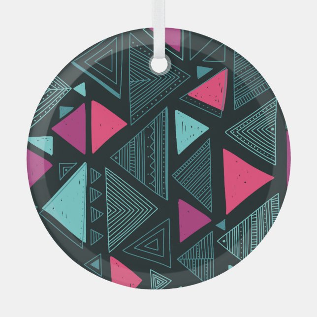 Adorno De Cristal Boho de la tribu étnica: Doodle Vintage. (Anverso)