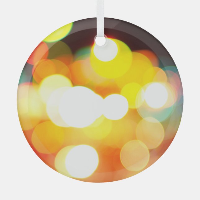 Adorno De Cristal Bokeh circular: Resumen de luz de Navidades (Anverso)
