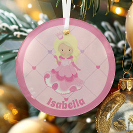 Adorno De Cristal Bonito Personalizado Princesa Rosa Chica Navidades