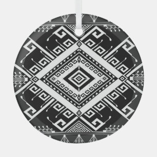 Adorno De Cristal Borde étnico geométrico indio, abstracto.