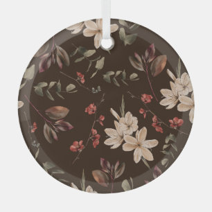 Adorno De Cristal Borde floral bohemio: Patrón acuarela sin mar