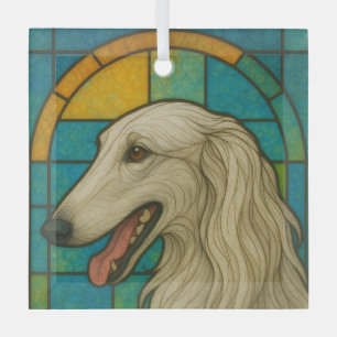 Adorno De Cristal Borzoi "Vidrio Manchado"