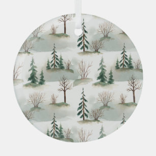 Adorno De Cristal Bosque de Invierno: desenfoque verde de mano