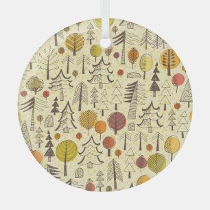 Adorno De Cristal Bosque de Otoño: Patrón Gráfico Sin Marea.
