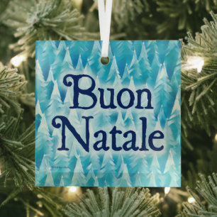 Adorno De Cristal Bosque fractal azul - Buon Natale