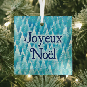 Adorno De Cristal Bosque Fractal Azul - Joyeux Noël
