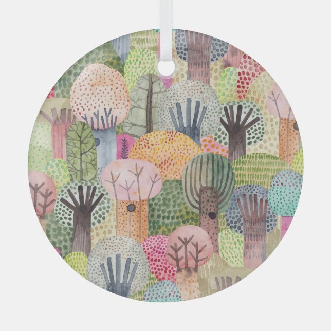 Adorno De Cristal Bosque Infantil: fondo acuarela. (Anverso)