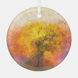 Adorno De Cristal Bosque otoñal: Ilustracion de acuarela suave.