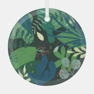 Adorno De Cristal Botánica verde: Ilustracion de hojas tropicales