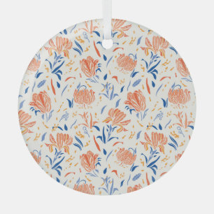 Adorno De Cristal Botany linocut barroco: fondo floral sin costuras