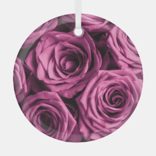 Adorno De Cristal Bouquet de rosas morados, flores de fondo floral