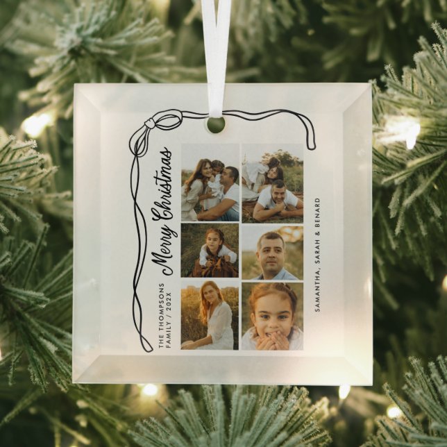 Adorno De Cristal Bow Merry Christmas Family 6 Photos (in situ)