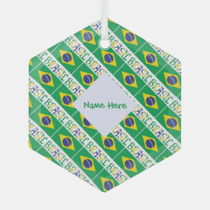 Adorno De Cristal Brasil y la bandera brasileña con azulejos persona