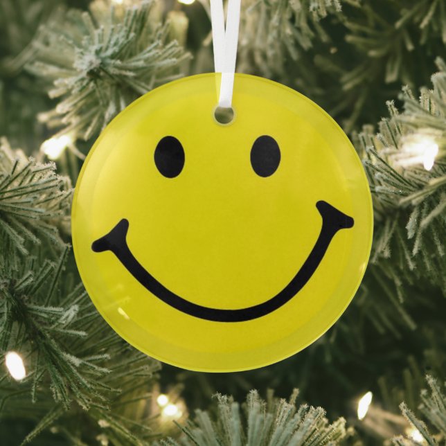Adorno De Cristal Brillante Amarillo Feliz Cara Sonriente (in situ)