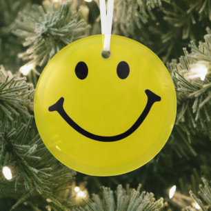 Adorno De Cristal Brillante Amarillo Feliz Sonrisa