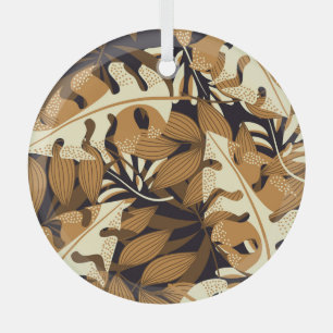 Adorno De Cristal Brillantes hojas tropicales patrón oscuro